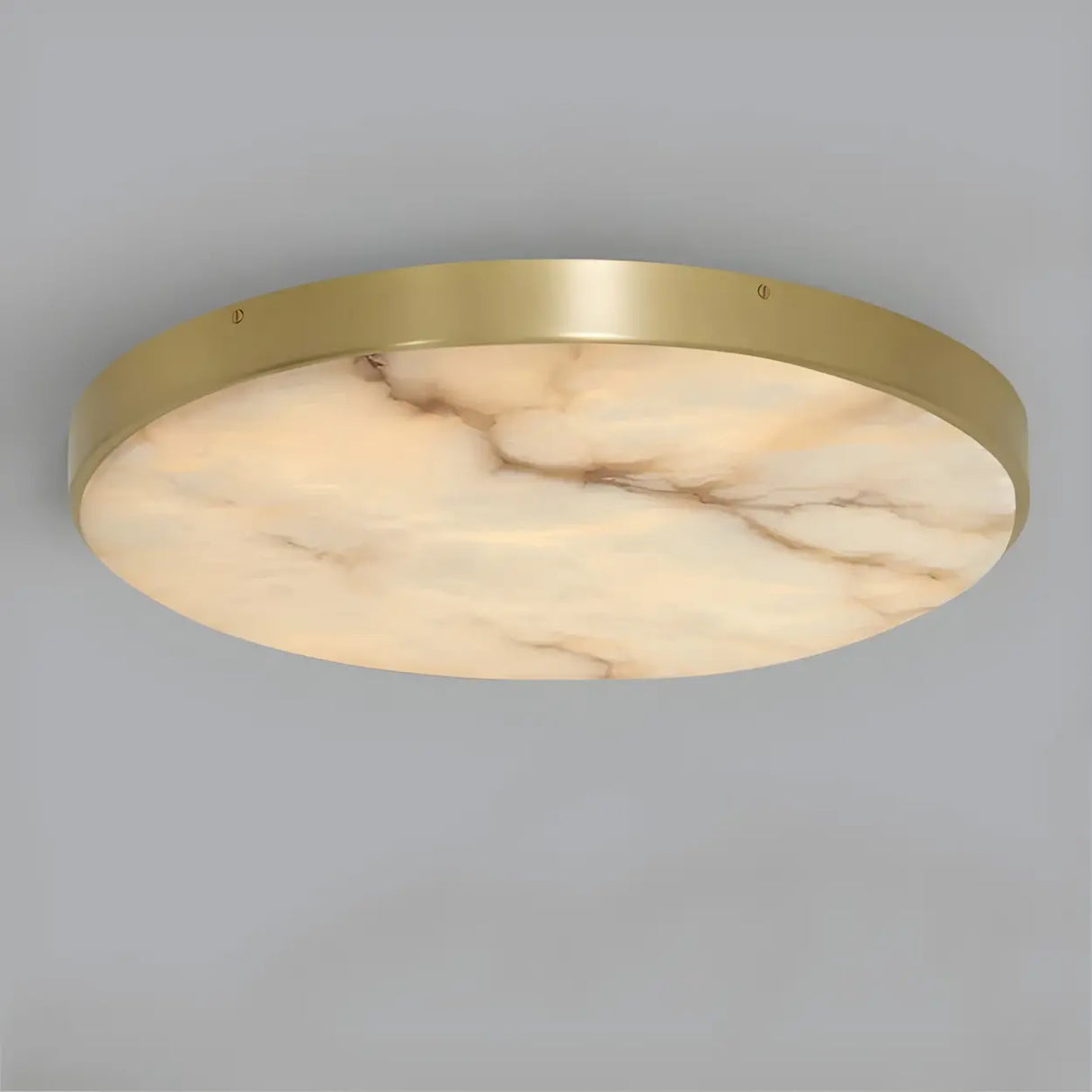 Minimalist Black Round Stone Flush Mount Ceiling Light Image - 4