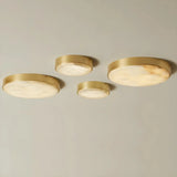 Minimalist Black Round Stone Flush Mount Ceiling Light Image - 6