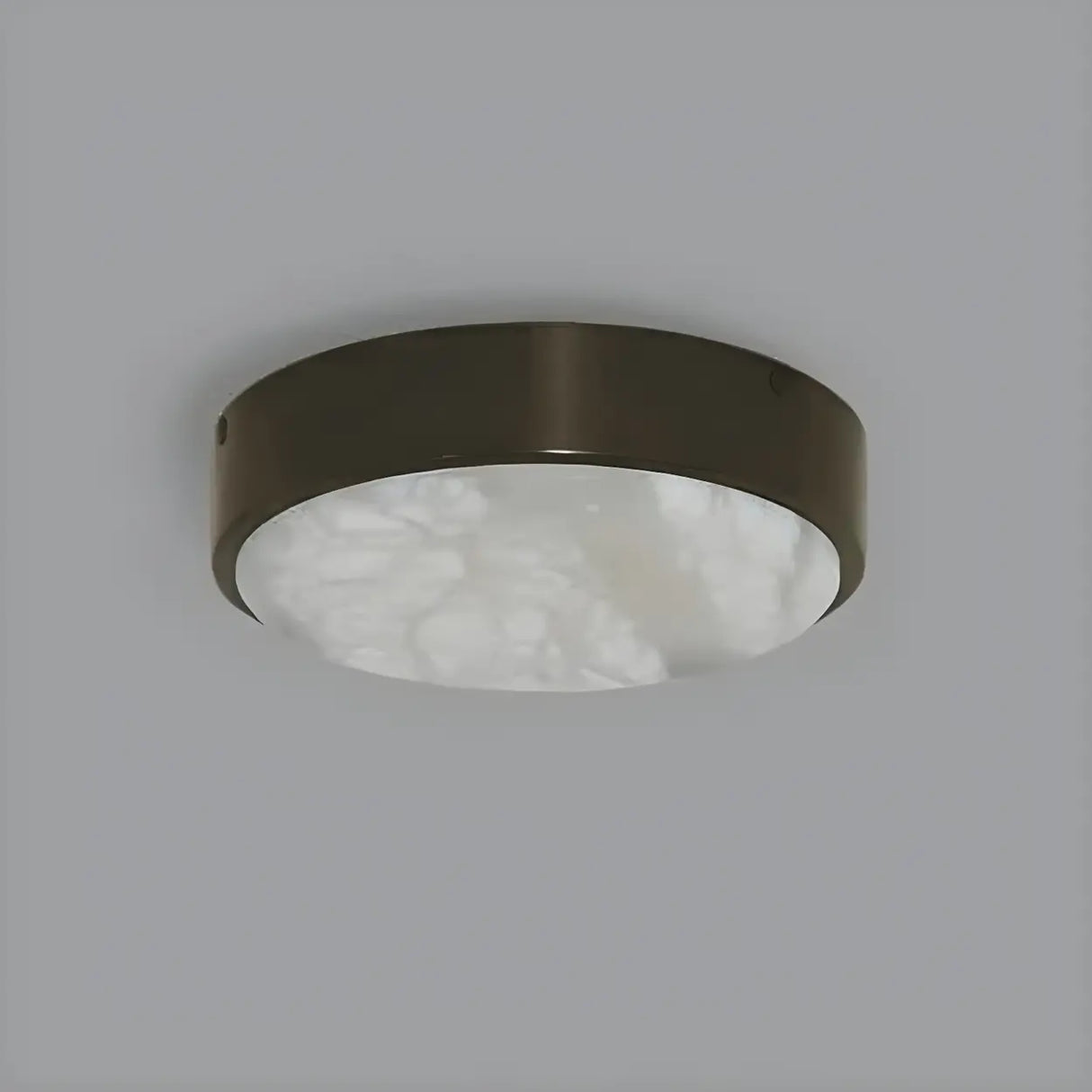 Minimalist Black Round Stone Flush Mount Ceiling Light Image - 7