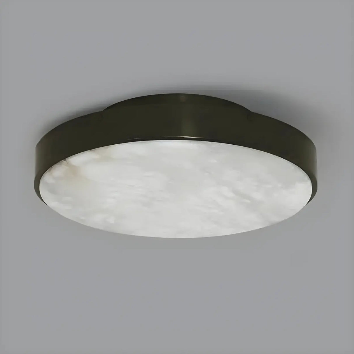 Minimalist Black Round Stone Flush Mount Ceiling Light Image - 8