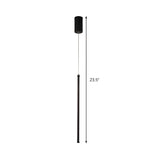 Minimalist Black Slim Tube Metal LED Bedroom Pendant Light #size