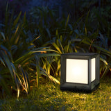 Minimalist Black Solar Cube Metal Outdoor Post Light Image - 13