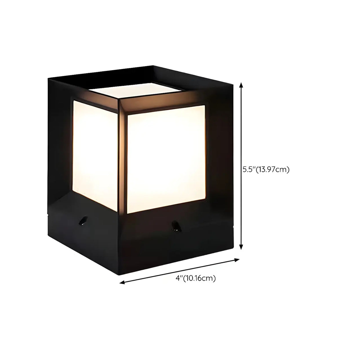 Minimalist Black Solar Cube Metal Outdoor Post Light 