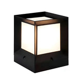 Minimalist Black Solar Cube Metal Outdoor Post Light Image - 5