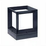 Minimalist Black Solar Cube Metal Outdoor Post Light Image - 6