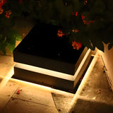 Minimalist Black Square Metal Outdoor Bollard Lamp Image - 10