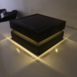 Minimalist Black Square Metal Outdoor Bollard Lamp Image - 9