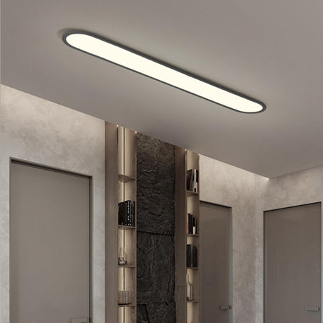 Minimalist Black Strip LED Flush Mount Light Hallway Image - 1