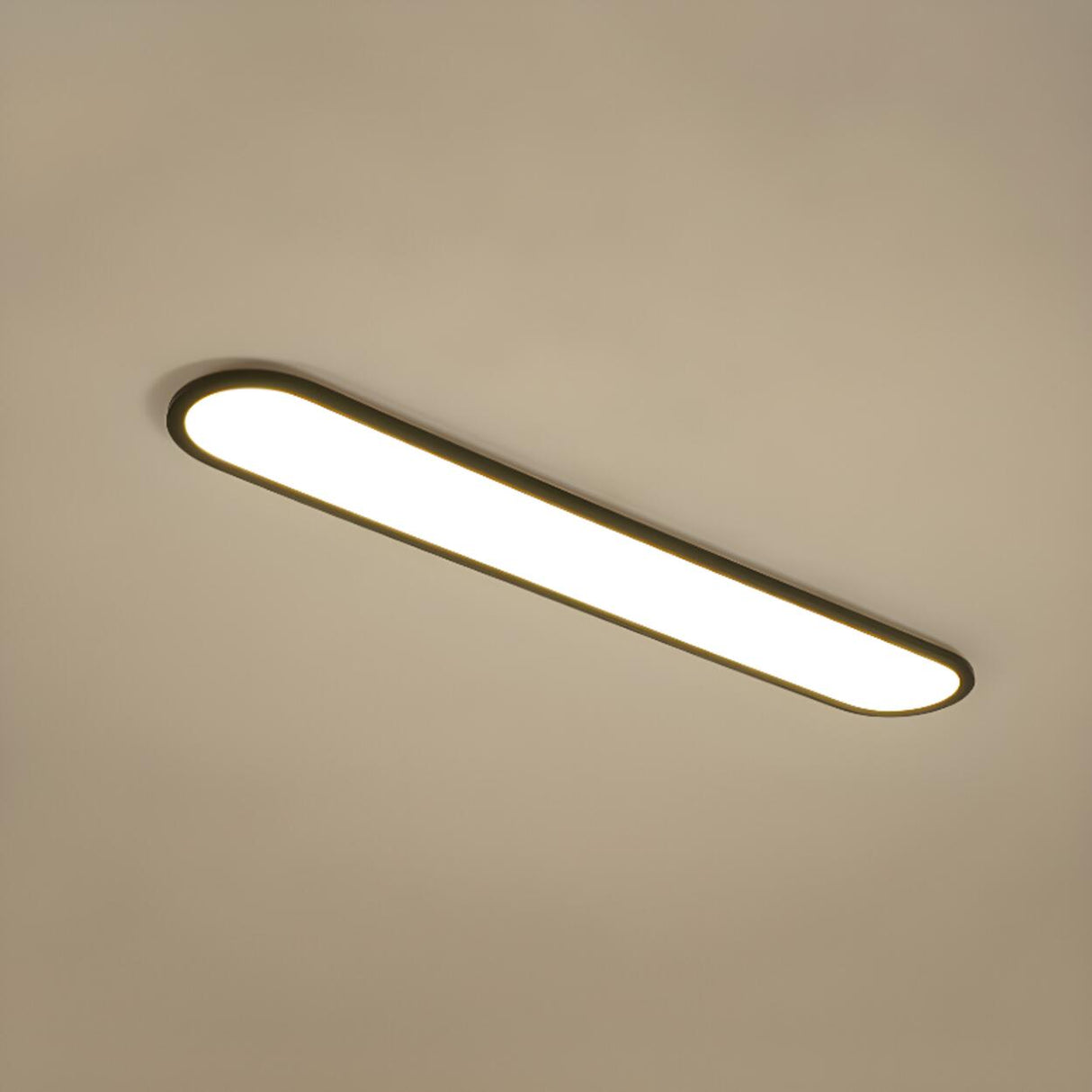 Minimalist Black Strip LED Flush Mount Light Hallway Image - 6