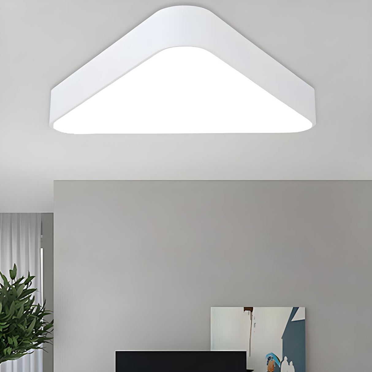 Minimalist Black Triangle LED Flush Mount Ceiling Light Image - 10