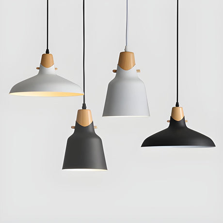 Minimalist Black White Metal Bell Dining Room Pendant Light Image - 1