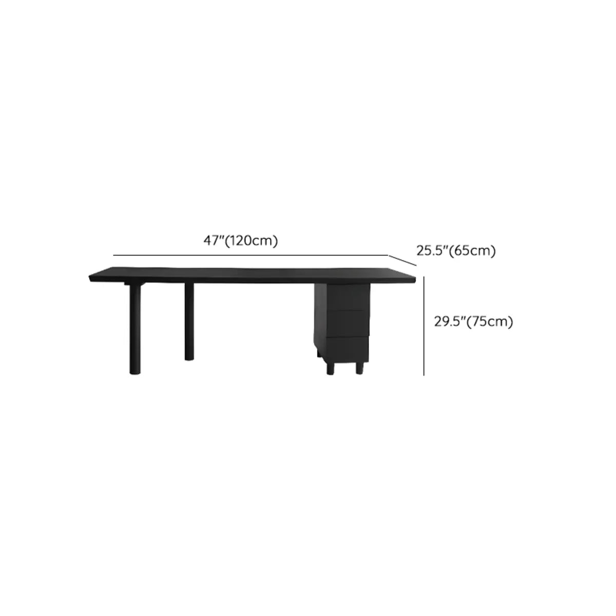 Minimalist Black Wooden Drawers Office Writing Desk 