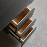 Minimalist Black Wooden Drawers Office Writing Desk Image - 6