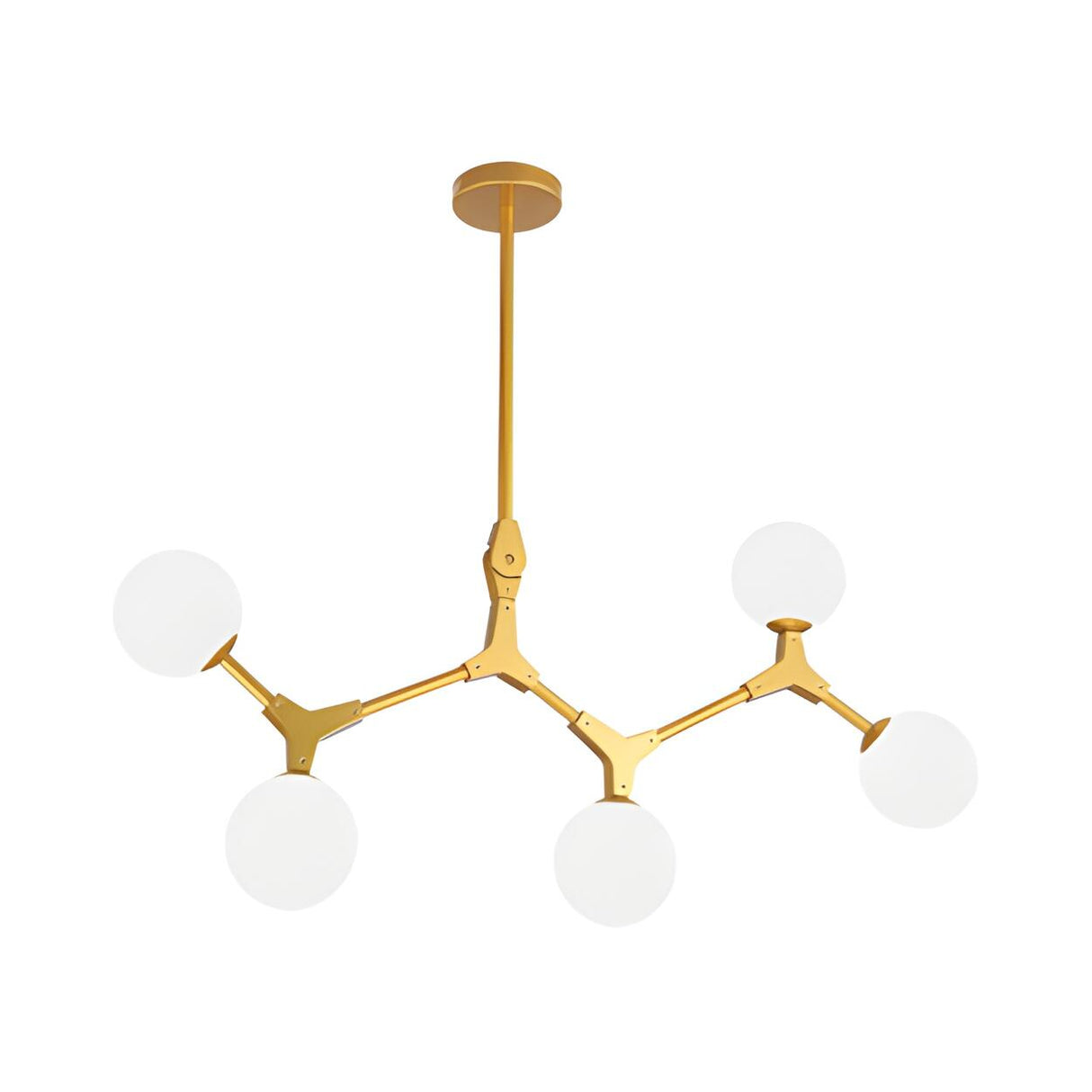 Minimalist Branch Nordic Opal Glass Globe Gold Chandelier Image - 1