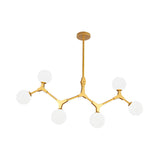 Minimalist Branch Nordic Opal Glass Globe Gold Chandelier Image - 4