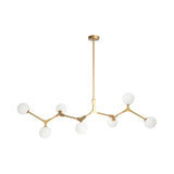 Minimalist Branch Nordic Opal Glass Globe Gold Chandelier Image - 6