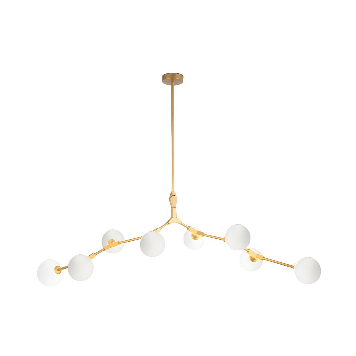 Minimalist Branch Nordic Opal Glass Globe Gold Chandelier Image - 9