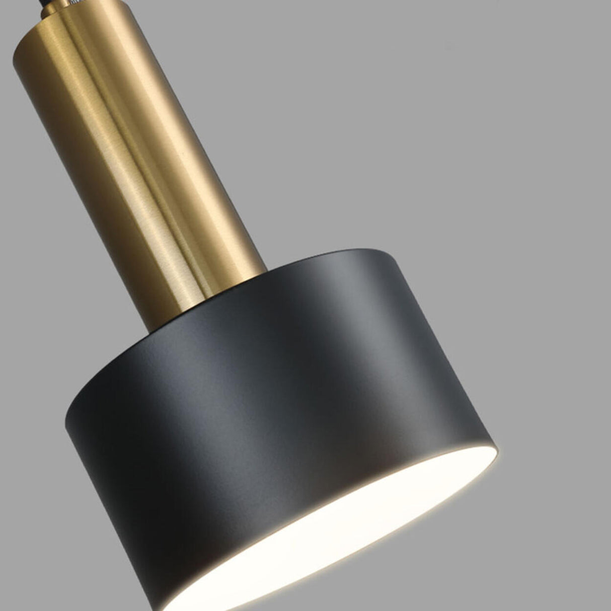 Minimalist Brass and Black Metal Cylinder Pendant Light Image - 9