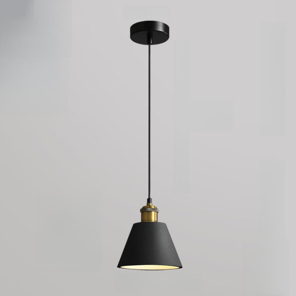 Minimalist Brass Warehouse Resin Orange Cone Pendant Lights Image - 15