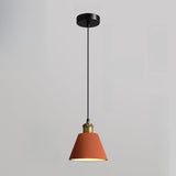 Minimalist Brass Warehouse Resin Orange Cone Pendant Lights Image - 16