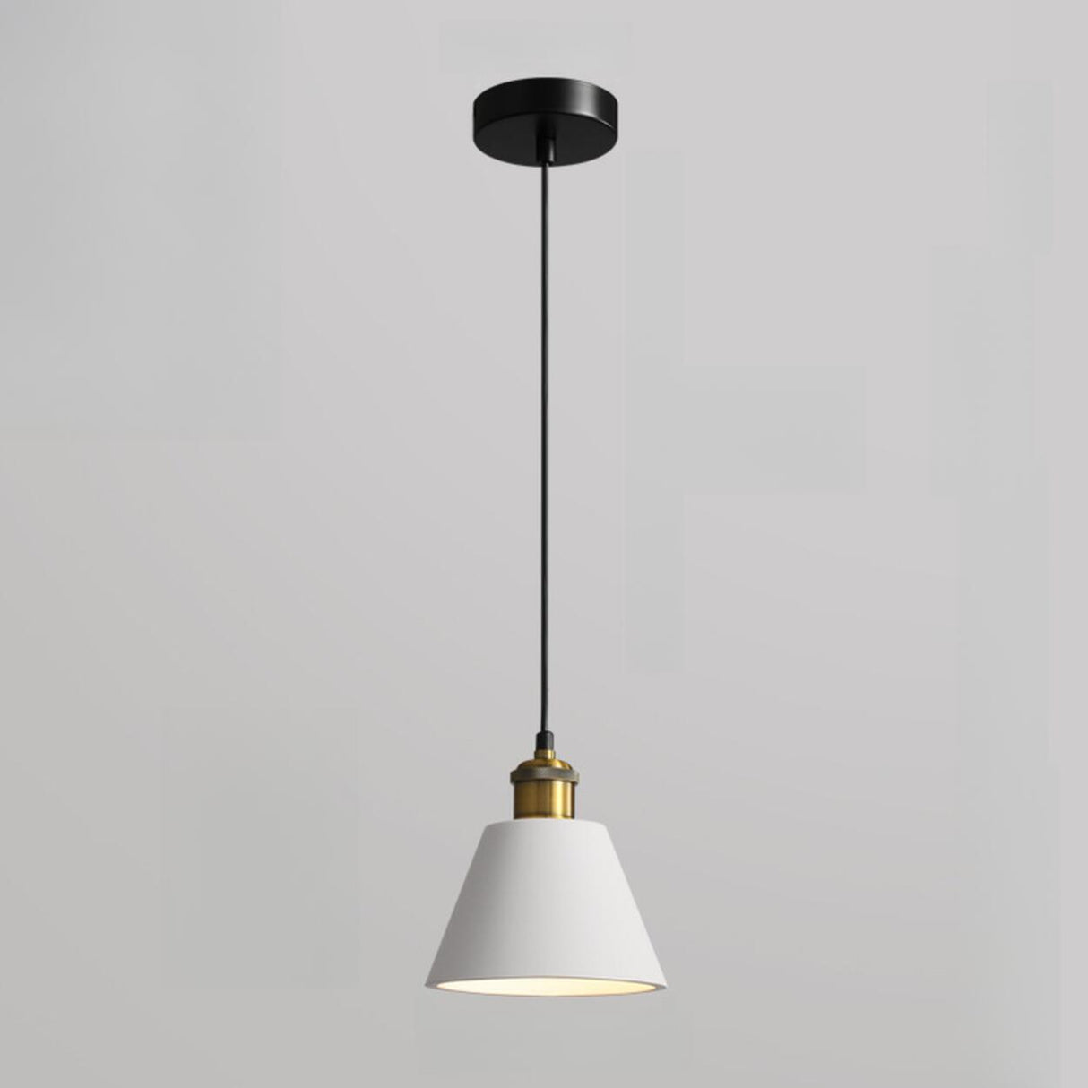 Minimalist Brass Warehouse Resin Orange Cone Pendant Lights Image - 17