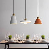 Minimalist Brass Warehouse Resin Orange Cone Pendant Lights Image - 2