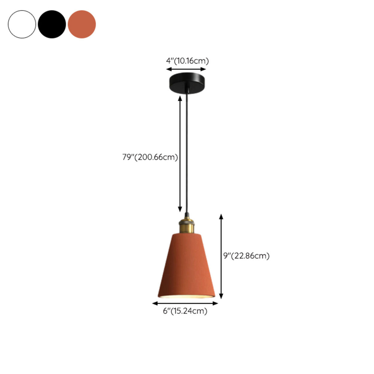 Minimalist Brass Warehouse Resin Orange Cone Pendant Lights 