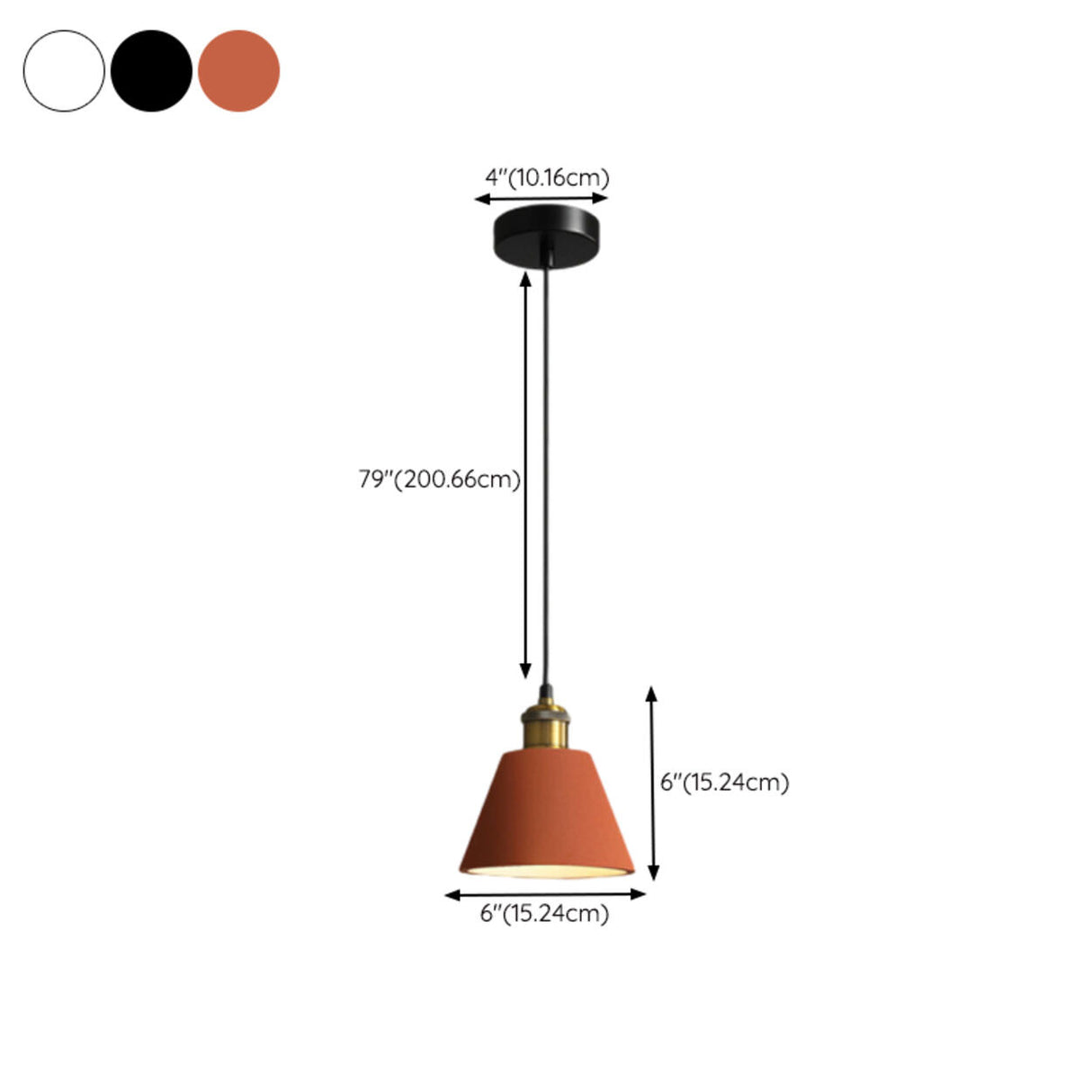 Minimalist Brass Warehouse Resin Orange Cone Pendant Lights Image - 23