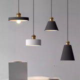 Minimalist Brass Warehouse Resin Orange Cone Pendant Lights Image - 4