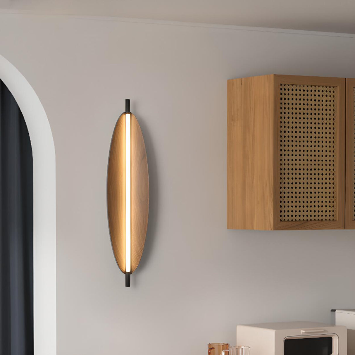 Minimalist Brown Metal Vertical LED Wall Sconce Image - 1