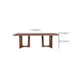 Minimalist Brown Wood Rectangle Sled Writing Desk #size