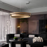 Minimalist Circle Brass LED Chandelier Adjustable Height Image - 3