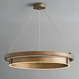 Minimalist Circle Brass LED Chandelier Adjustable Height Image - 7