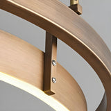 Minimalist Circle Brass LED Chandelier Adjustable Height Image - 8