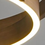 Minimalist Circle Brass LED Chandelier Adjustable Height Image - 9