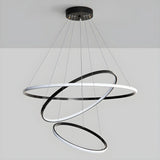 Minimalist Circle Tiered Living Room Black Chandelier Image - 11