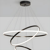 Minimalist Circle Tiered Living Room Black Chandelier Image - 12