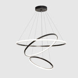 Minimalist Circle Tiered Living Room Black Chandelier Image - 5