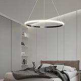 Minimalist Circle Tiered Living Room Black Chandelier Image - 7