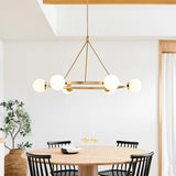 Minimalist Circular Ball Metal Dining Room Gold Chandelier Image - 1