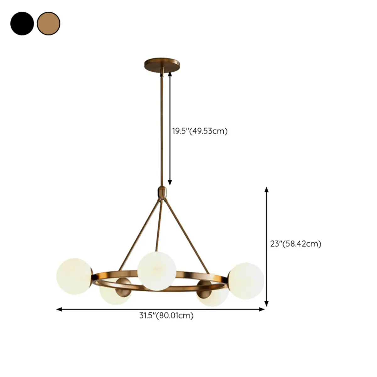 Minimalist Circular Ball Metal Dining Room Gold Chandelier 