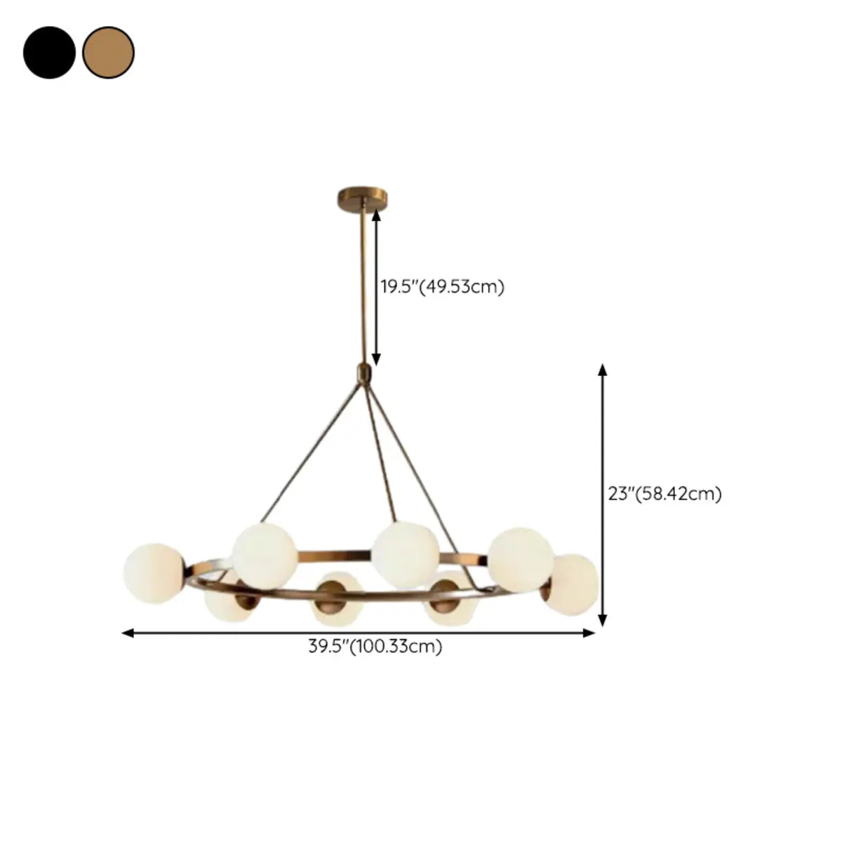 Minimalist Circular Ball Metal Dining Room Gold Chandelier Image - 14