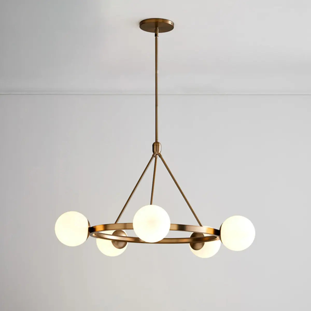 Minimalist Circular Ball Metal Dining Room Gold Chandelier Image - 5