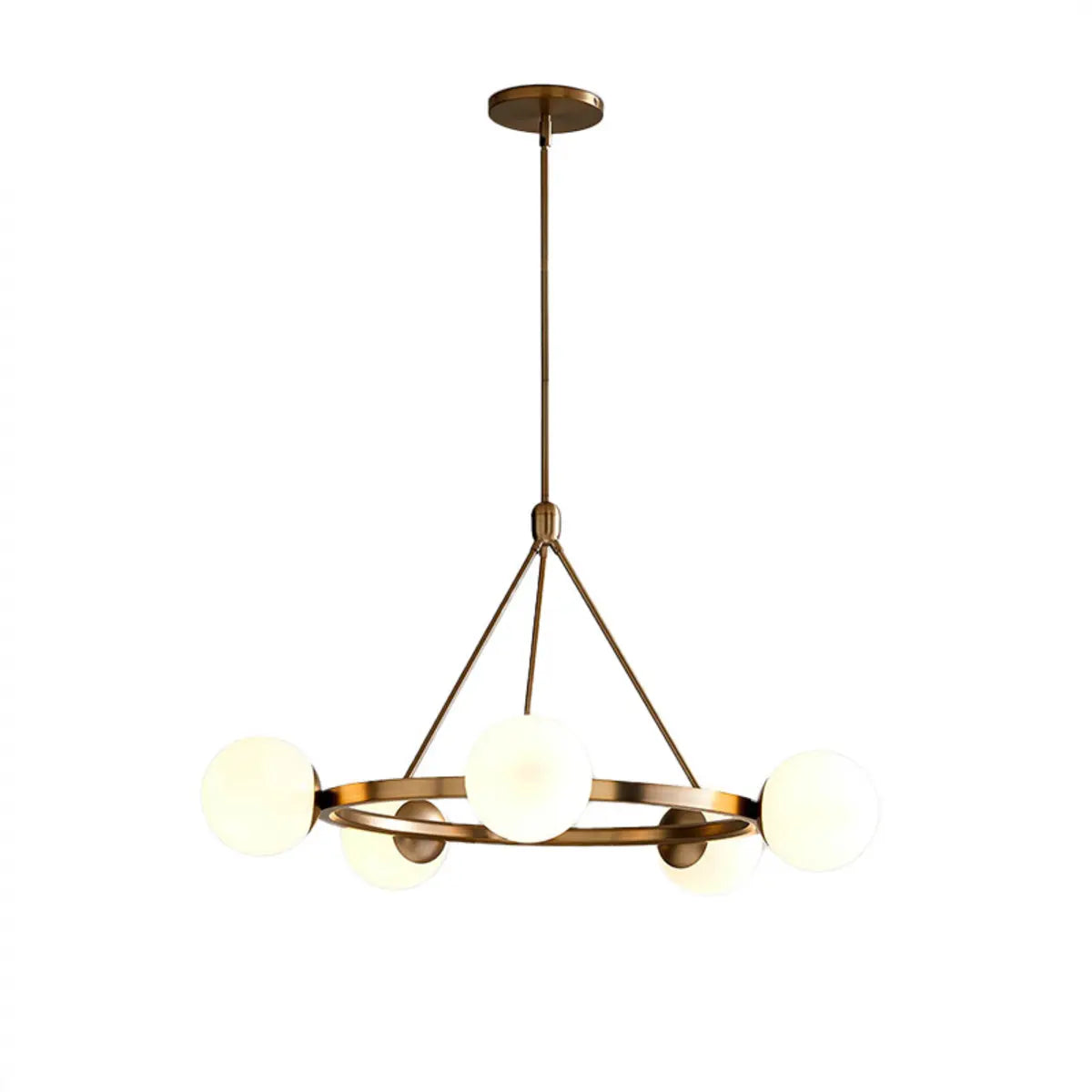 Minimalist Circular Ball Metal Dining Room Gold Chandelier Image - 9