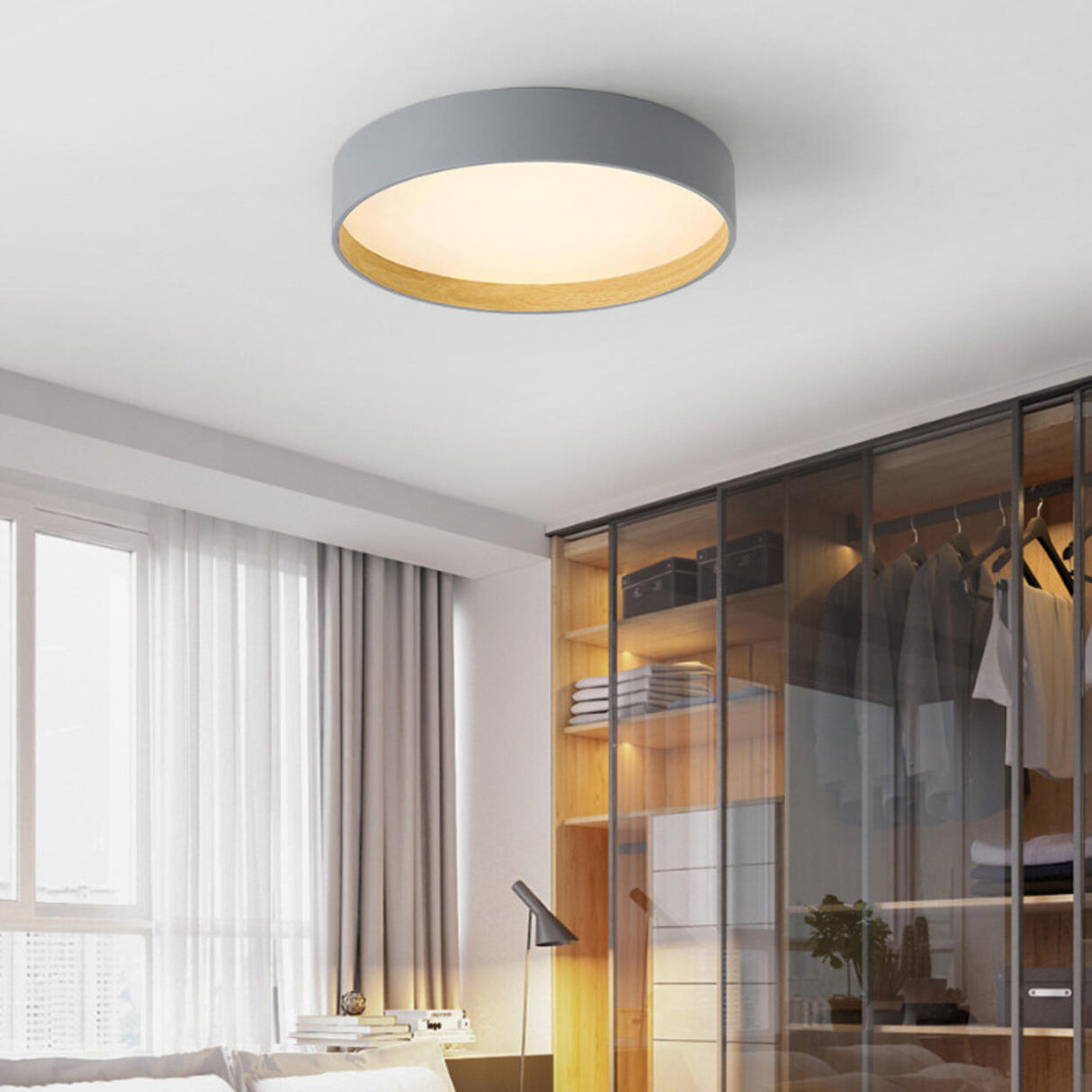 Minimalist Circular LED Flush Mount Ceiling Fixture Image - 17