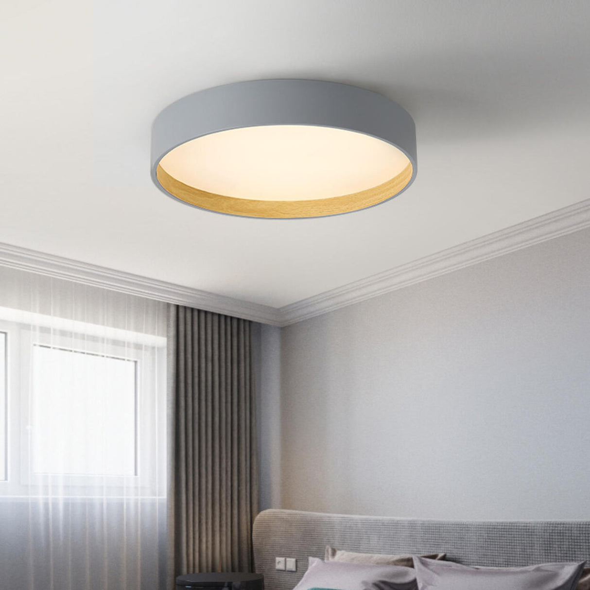 Minimalist Circular LED Flush Mount Ceiling Fixture Image - 8