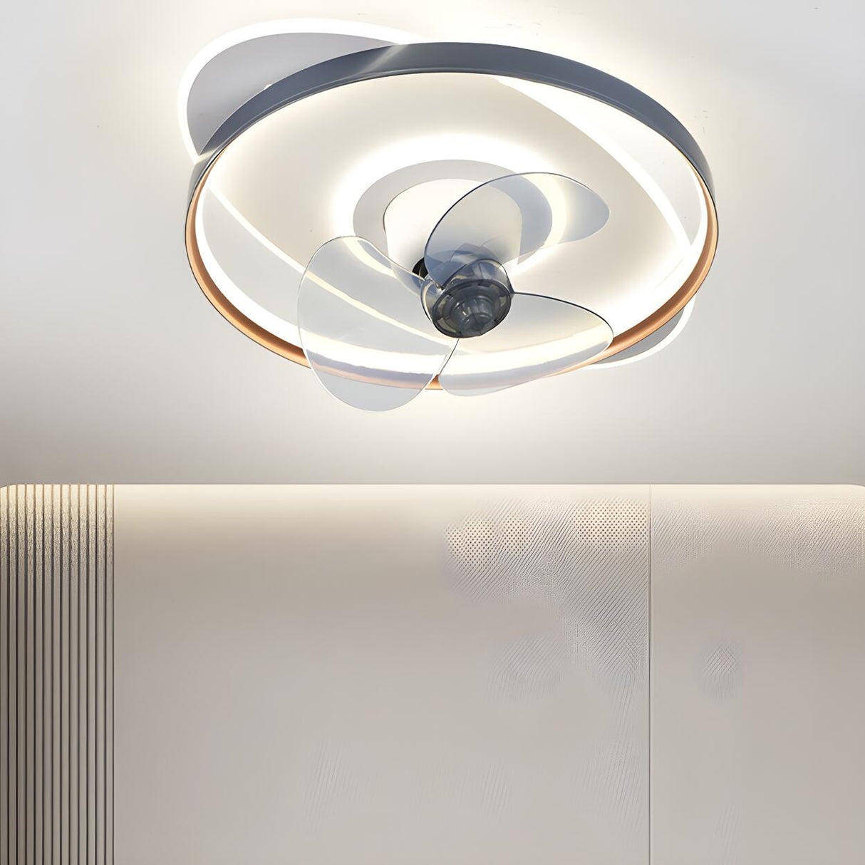 Minimalist Circular LED Modern Ceiling Fan with Light Image - 1