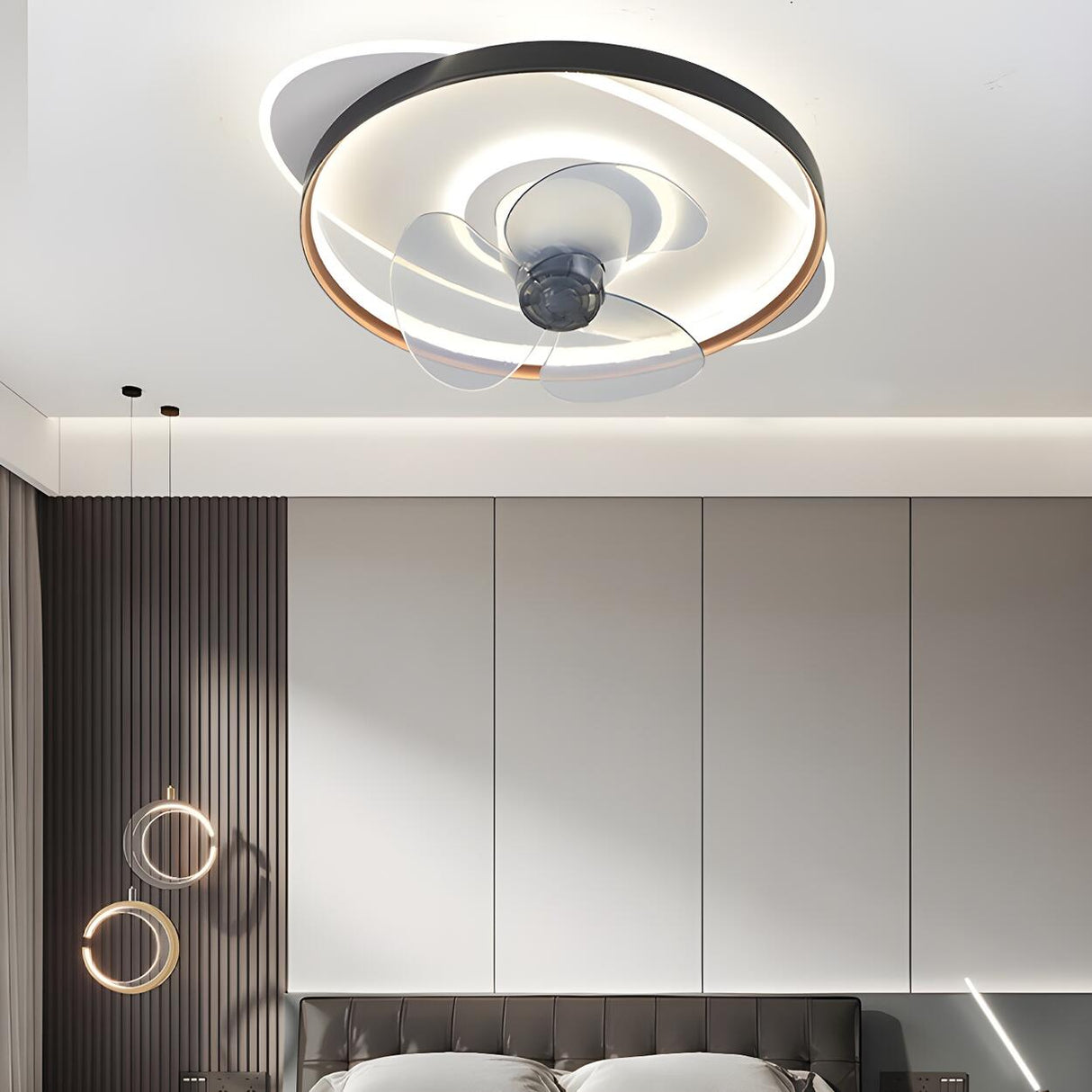 Minimalist Circular LED Modern Ceiling Fan with Light Image - 14