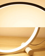 Minimalist Circular Metal Black Ambient Table Lamp Image - 10