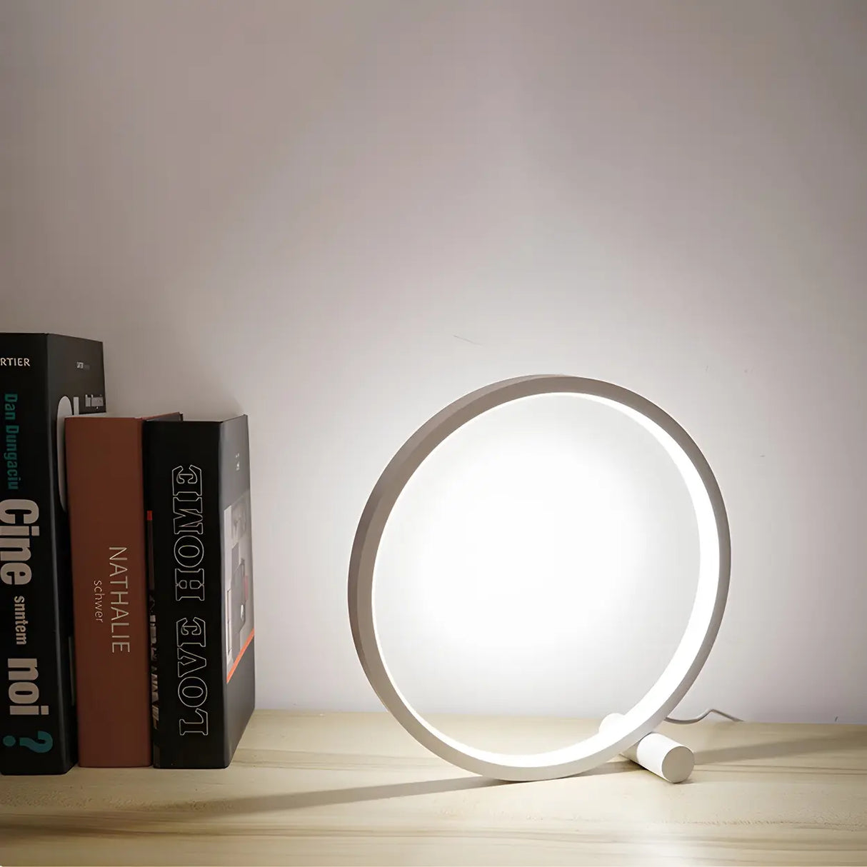 Minimalist Circular Metal Black Ambient Table Lamp Image - 14